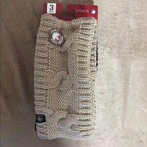 3Pack Thermal Plush Lining Knit Headband-Tan,Black & Brown Canada Weather Gear